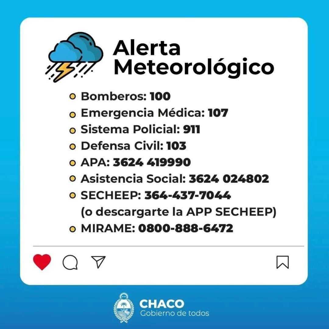 El Servicio Meteorológico Nacional mantiene la advertencia por tormentas en el centro y este del Chaco