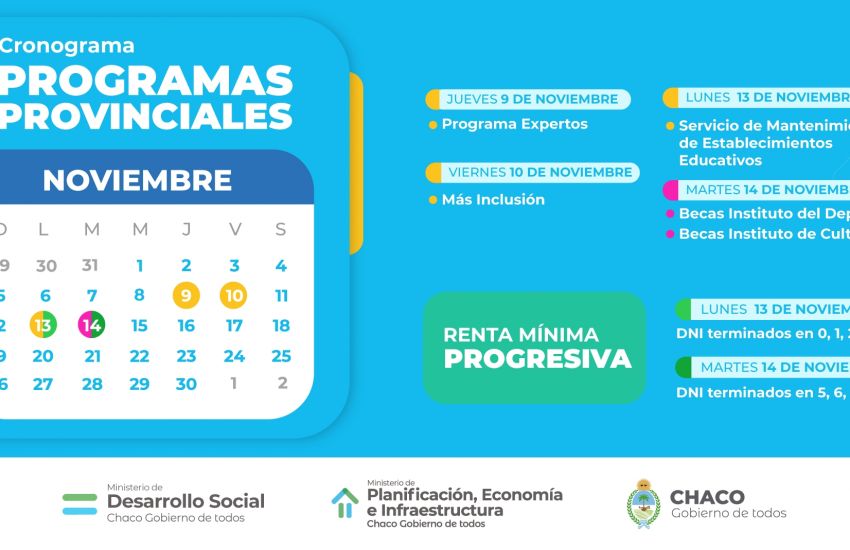 El gobierno tiene previsto efectuar los pagos de los programas provinciales la próxima semana, siguiendo un cronograma específico.