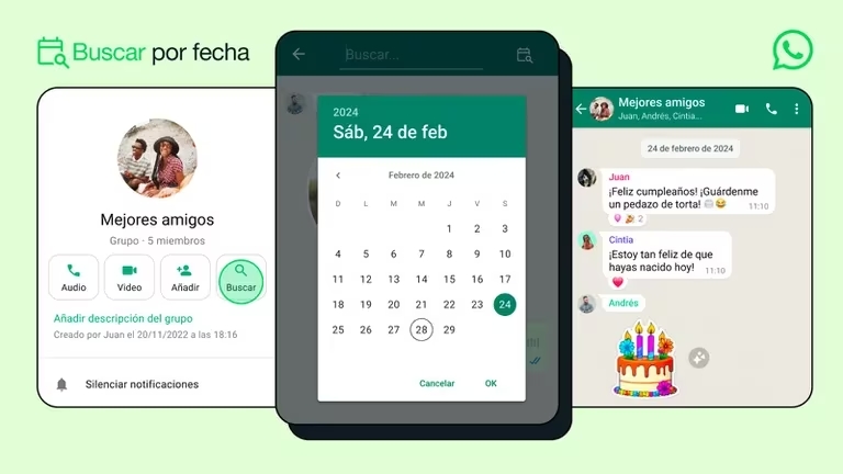 WhatsApp ha introducido una nueva herramienta que facilita la búsqueda de mensajes por fecha en sus chats