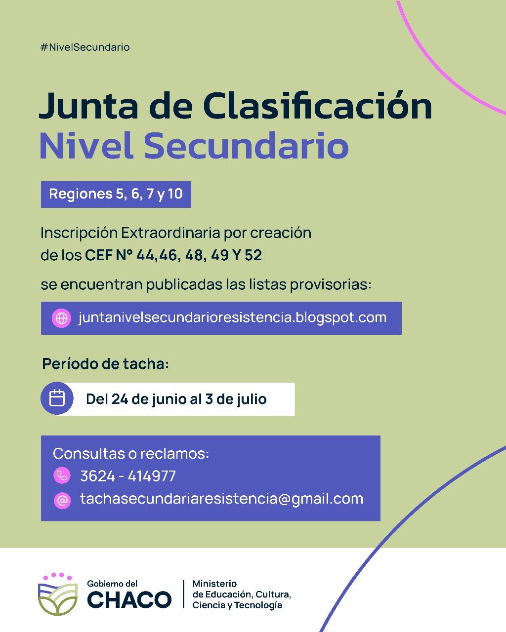 Inscripción Docente por Creación de Centros de Educación Física: Publicación de Listas Provisorias