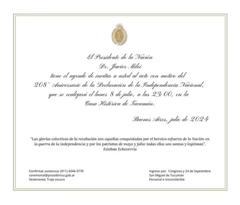 Así es la invitación que Javier Milei envió a los gobernadores y expresidentes para el “pacto de julio”