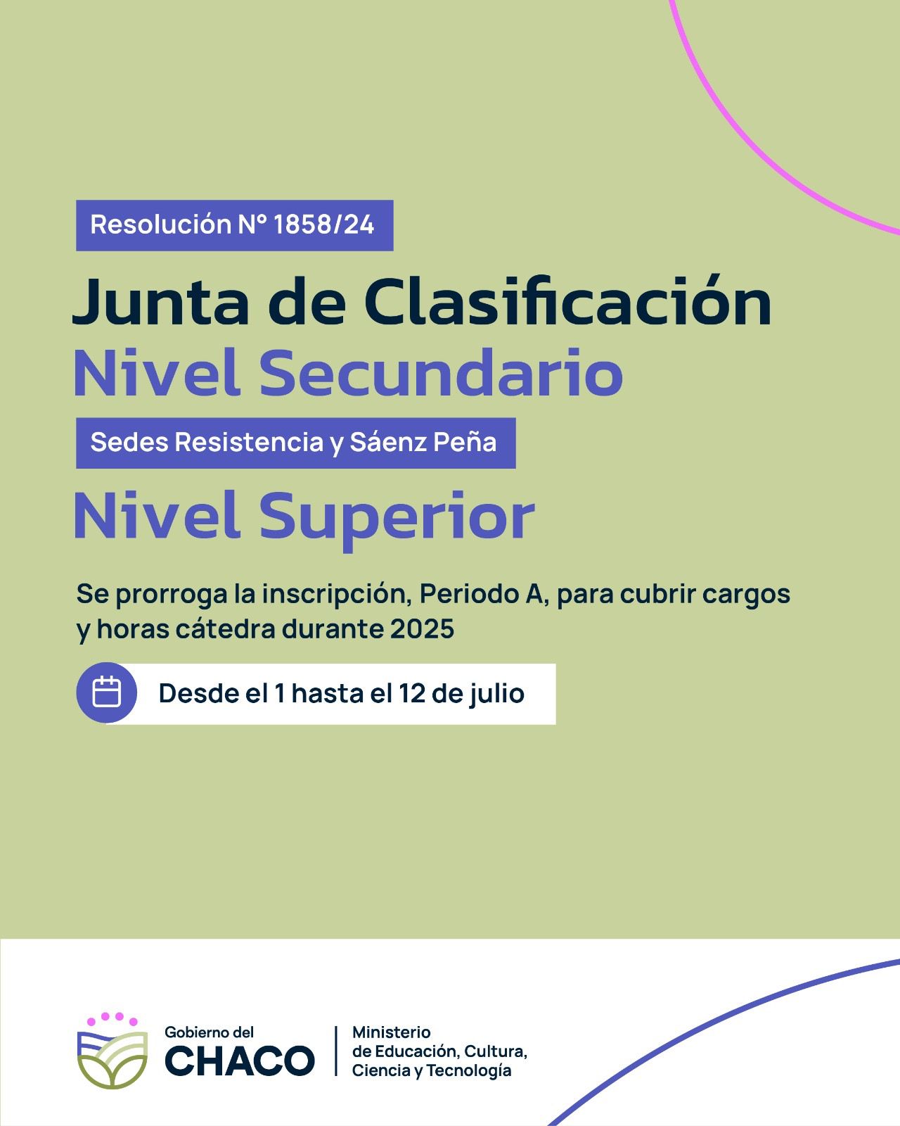 NIVELES SECUNDARIO Y SUPERIOR: EDUCACIÓN INFORMA QUE SE EXTIENDE EL PERIODO DE INSCRIPCIÓN PARA CUBRIR CARGOS EN 2025