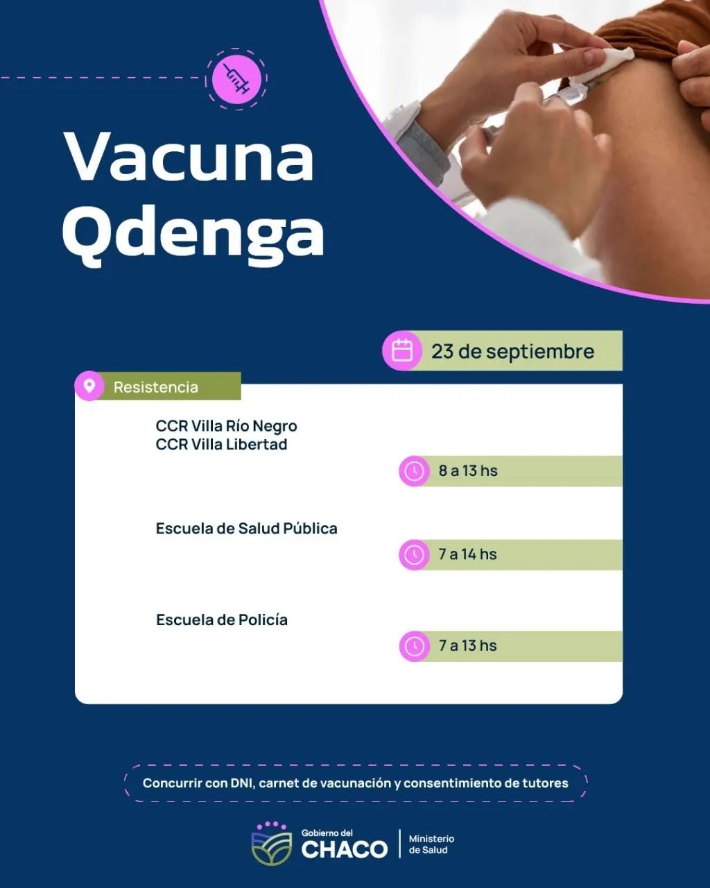 Continúa la vacunación contra el dengue este lunes en Chaco