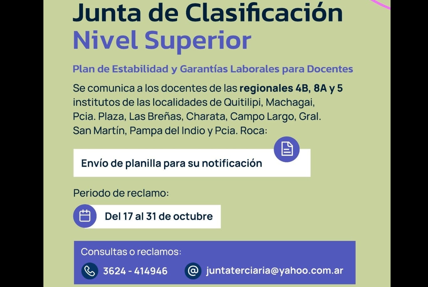 PLAN DE ESTABILIDAD LABORAL DOCENTE: NUEVAS REGIONALES RECIBEN PLANILLA DE LA JUNTA DE NIVEL SUPERIOR